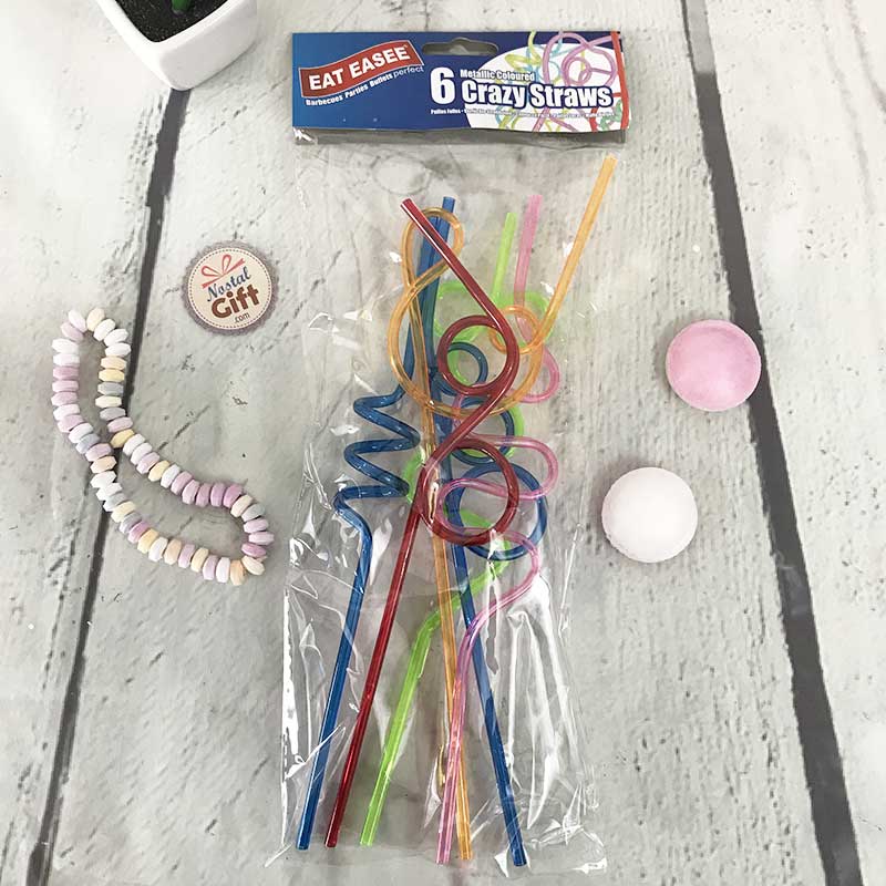 Pailles colorées à boucles (lot de 6)