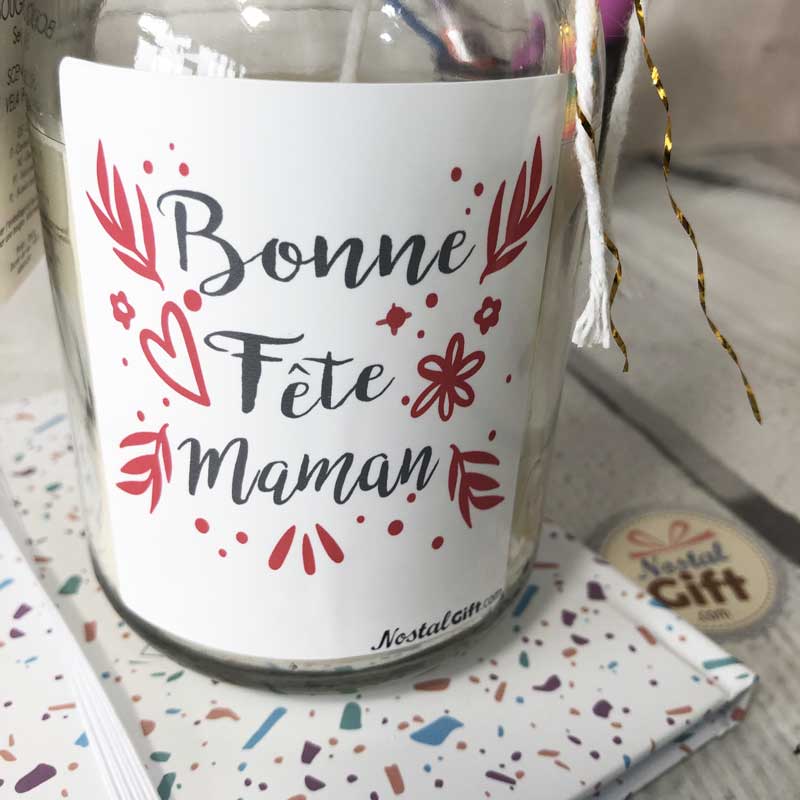 Bougie Jar Bonne fête Maman - cadeau fête des mères