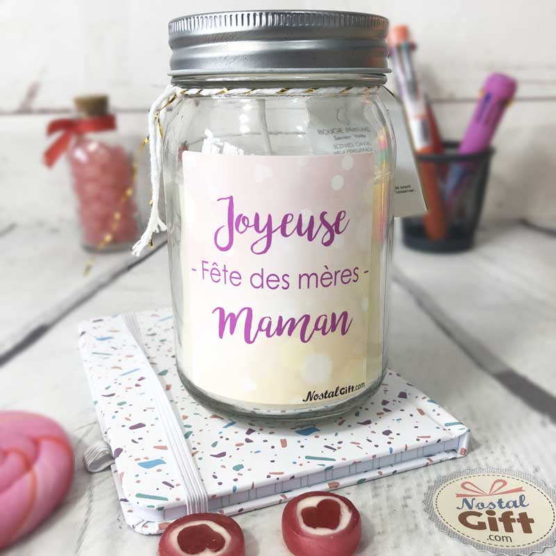 Bougie Jar Joyeuse fête des mères maman - cadeau fête des mères