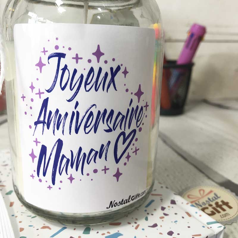 Bougie Jar Joyeux anniversaire Maman - cadeau anniversaire maman