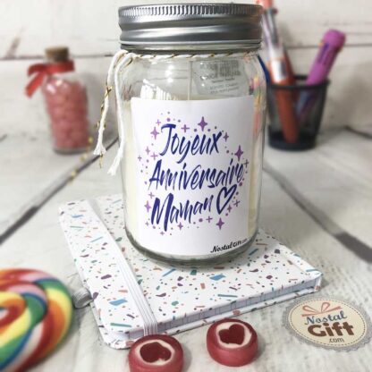 Bougie Jar "Joyeux anniversaire Maman" - cadeau anniversaire maman
