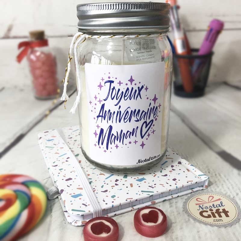 Bougie Jar Joyeux anniversaire Maman - cadeau anniversaire maman