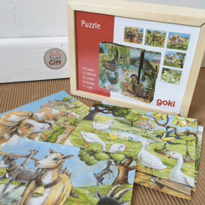 Puzzle cubes en bois rétro, à la campagne – Image 2