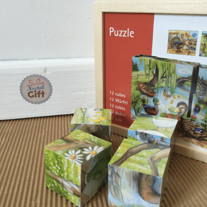 Puzzle cubes en bois rétro, à la campagne