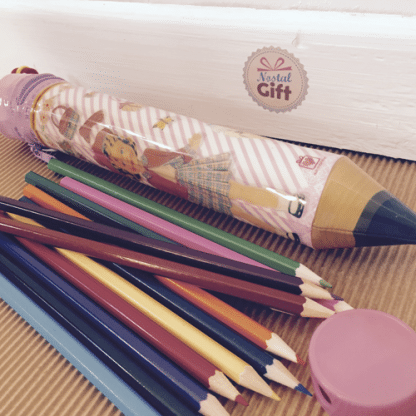 Trousse vintage "Poupée" en forme de crayon avec ses crayons de couleur – Image 4