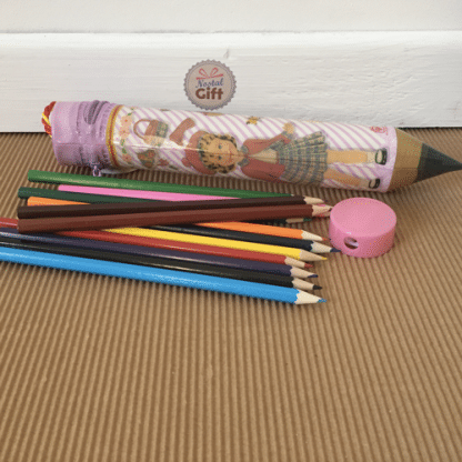 Trousse vintage "Poupée" en forme de crayon avec ses crayons de couleur – Image 2