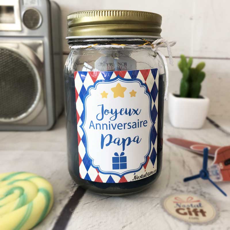 Bougie Jar Joyeux anniversaire Papa - cadeau anniversaire papa