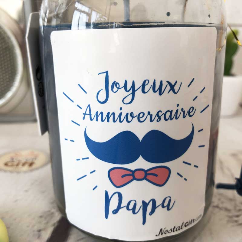 Bougie Jar Joyeux anniversaire Papa moustache - cadeau