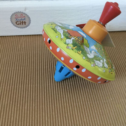 Toupie Bourdonnante GOKI - Jouet En Tôle Coloré Avec Motifs Animaux | 14 Cm De Haut | Classique Pour Enfant