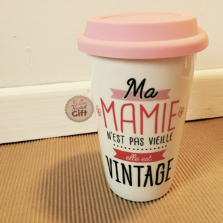 Mug de transport "Ma mamie est vintage" - Cadeau Grand-mère