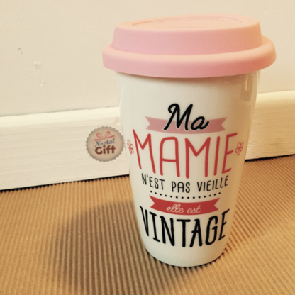 Mug de transport "Ma mamie est vintage" - Cadeau Grand-mère