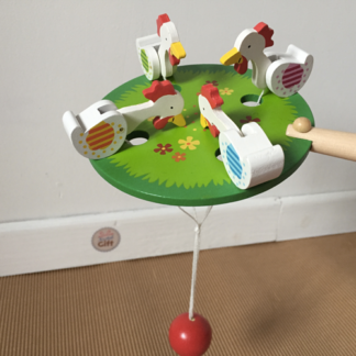 Jouet Mécanique Vintage En Tôle - Poules Qui Picorent, Animation Ancienne