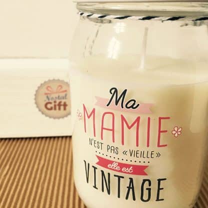 Bougie jar "Ma mamie est vintage" - Cadeau Grand-mère