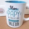 Mug "Mon papy prend de la valeur" - Cadeau Grand-père