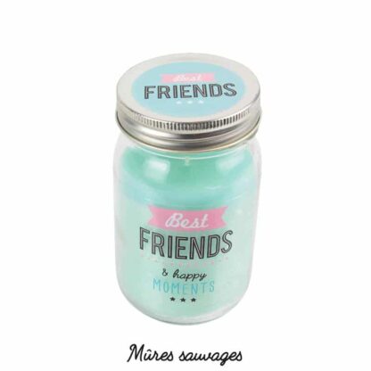 Bougie jar "Best FRIENDS & Happy moments" Parfum mûre sauvage - Cadeau pour ami