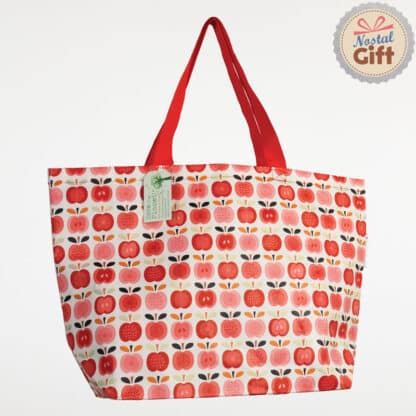 Grand sac shopping au motif Pomme vintage