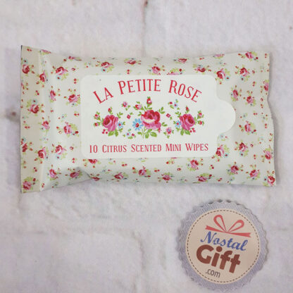 Paquet de lingettes de poche vintage et parfumées "La Petite Rose"