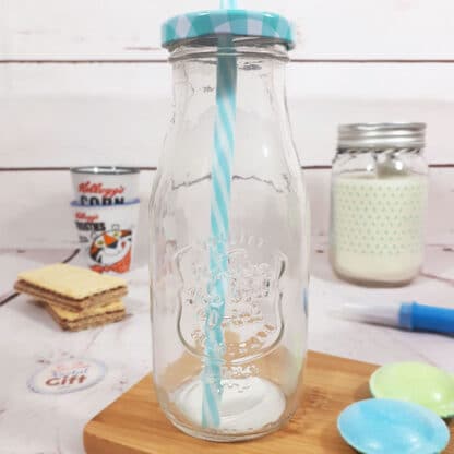 Mason Jar avec paille - Design bouteille de lait vintage