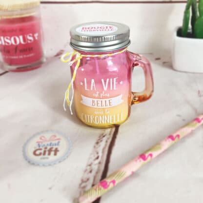 Bougie parfum citronnelle - Mini mason jar
