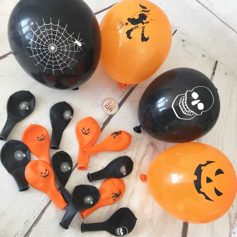 15 Ballons orange et noir Halloween