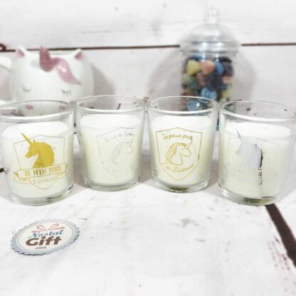 Petites bougies parfumées décoratives Licorne x4