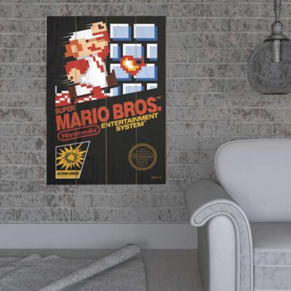 Nintendo Super Mario Bros - Décoration murale sur bois - Jaquette jeu NES (59x40 cm)