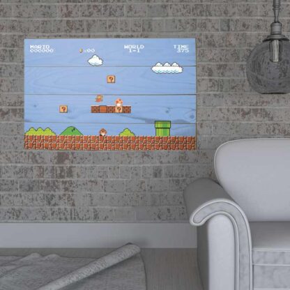 Nintendo Super Mario Bros - Décoration murale sur bois - Niveau (59x40 cm)