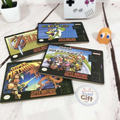 Sous verres Nintendo - Jeux de Super Nintendo SNES x4