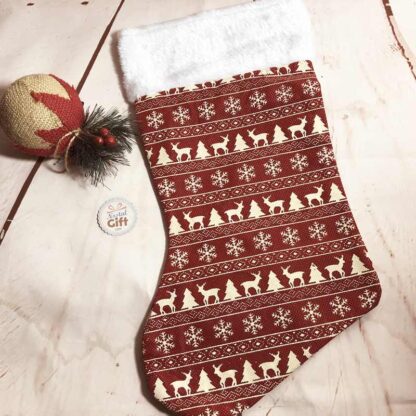 Chaussette de Noël en jute - Décoration de Noël - 25 x 35cm