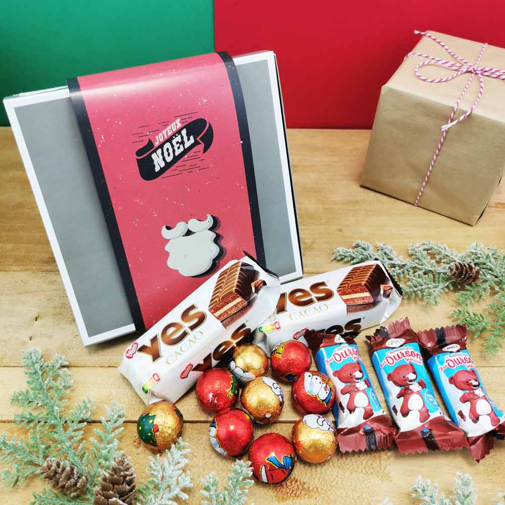 Cadeau chocolat Noël personnalisé Kinder+Guimauve maison