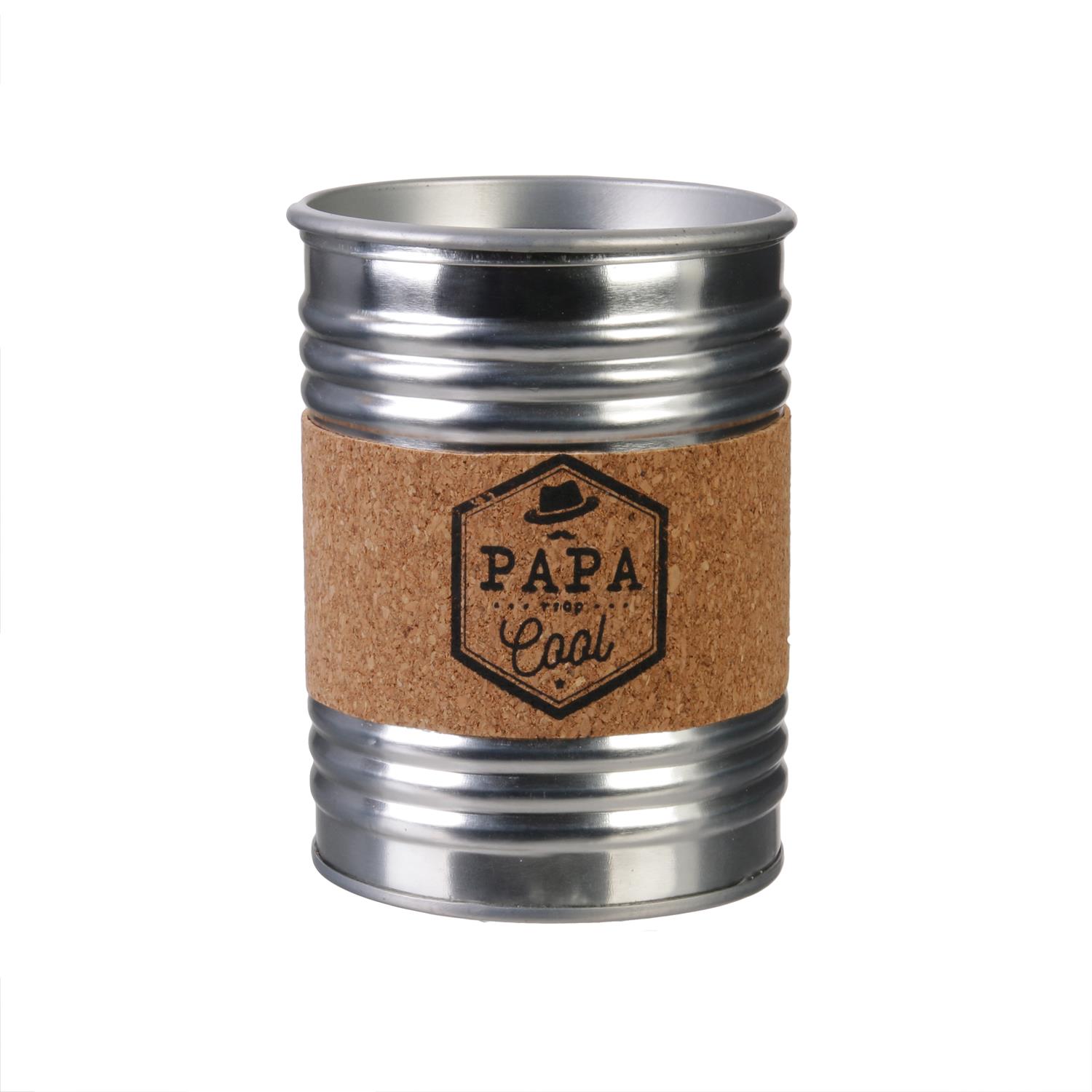 Bougie boîte en métal "Papa trop cool" (gris)