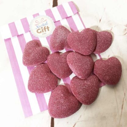 Bonbon gros coeur rose brillant x10