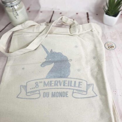 Tote bag Licorne "8ème merveille du monde" – Image 2