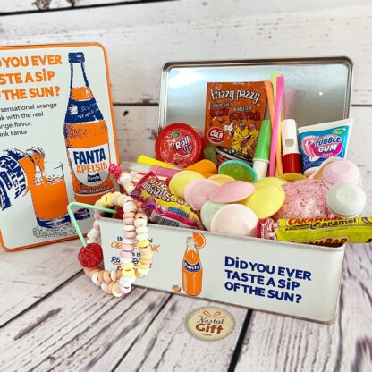 Coffret Cadeau : Boîte "Fanta" vintage remplie de bonbons des années 80