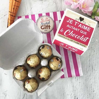Anti-Gaspi : Boîte à oeufs Chocolat Praliné "Je t'aime autant que le chocolat" – Image 2