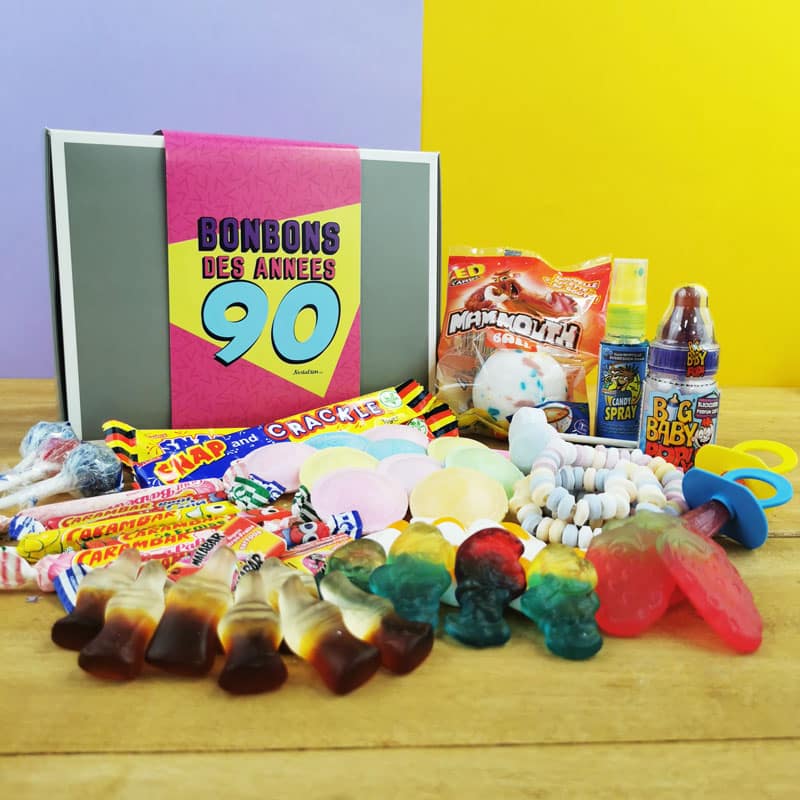 Boîte à bonbons nostalgique mystère des années 90 Cadeau de fête d