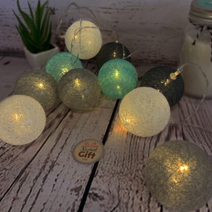 Guirlande boules lumineuses LED - Nuance de gris et bleu – Image 2