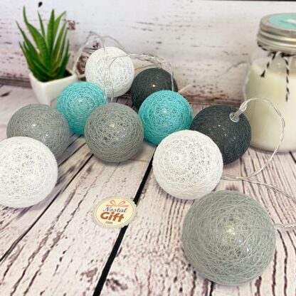 Guirlande boules lumineuses LED - Nuance de gris et bleu
