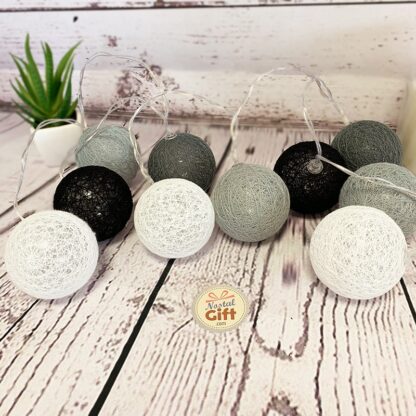 Guirlande boules lumineuses LED - Nuance de gris