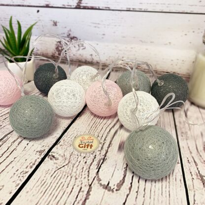 Guirlande boules lumineuses LED - Nuance de gris et rose
