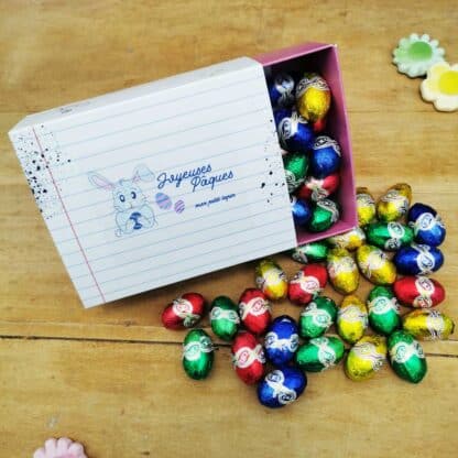 Boîte Pâques - Oeufs en chocolat praliné x 40 - "Joyeuses Pâques mon petit lapin" – Image 5