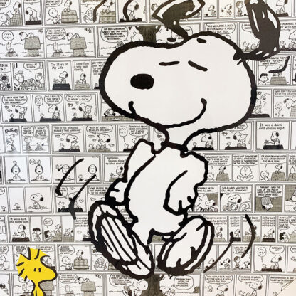 Décoration toile murale Snoopy - Bande dessinée noir et blanc