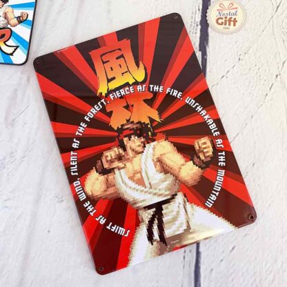 Street Fighter - Plaque en métal Ryu - Fond orange
