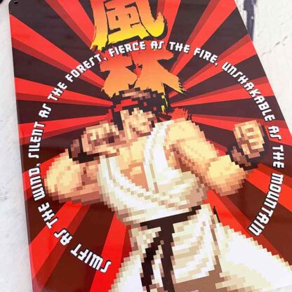 Street Fighter - Plaque en métal Ryu - Fond orange