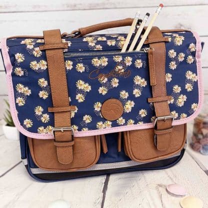 Cartable Fille 38cm Idéal pour CP, CE1 et CE2 Vintage Print Girl Fleurs