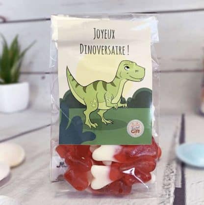 Sachet bonbons Dinosaure - 20 bonbons os - anniversaire enfant  - "Joyeux Dinoversaire"