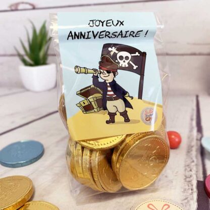 Sachet de bonbons - Collier de bonbons x4 & de Lollies x10 - Joyeux Anniversaire Pirate
