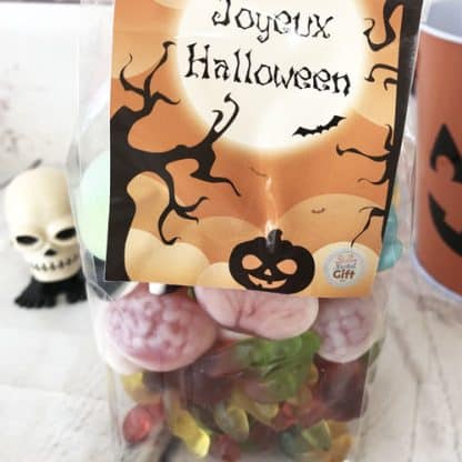 Sachet de Bonbons gélifiés Halloween : 10 Yeux gélifiés, 10 cerveaux roses et bleus et 10 dentier de vampire gélifiés