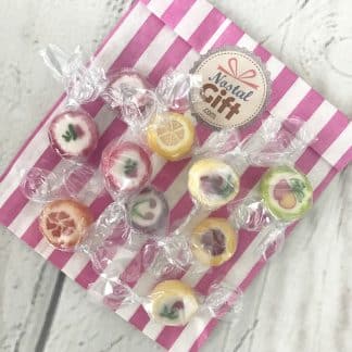 Bonbon rock décorées goût fruits ou de fleurs x 20