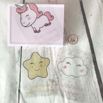 Boîte lumineuse (3 décors interchangeables) - Rose - Déco chambre bébé – Image 2